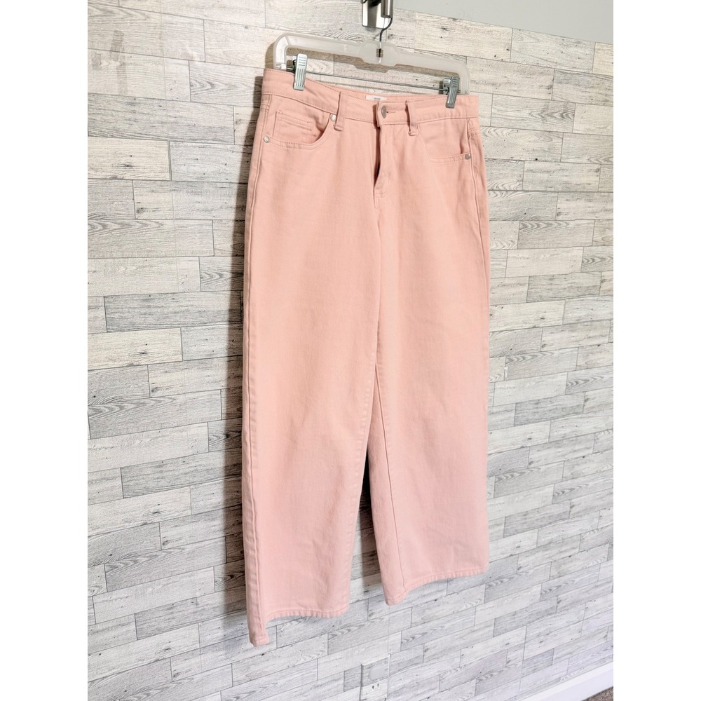 Cali 1850 Womens Blush Pink/Peach Wide 10" Leg Cropped Cotton Denim Jeans Size 9 - Picture 6 of 10